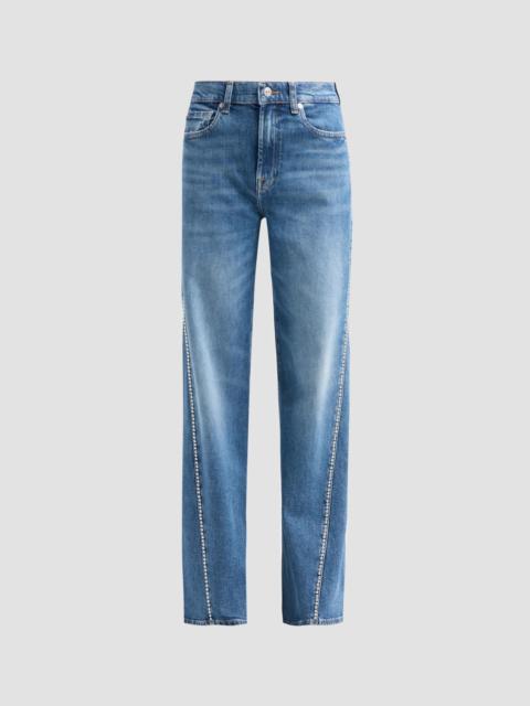 7 For All Mankind Women's Lotta Rhinestone Washed-Denim Wide-Leg Jeans - Avenue
