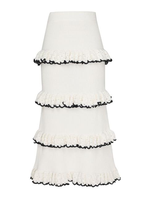 【Zimmermann】HALLIDAY SCALLOP FRILL SKIRT フリルスカート Zimmermann Halliday Scallop Frill Skirt in Black & Ivory