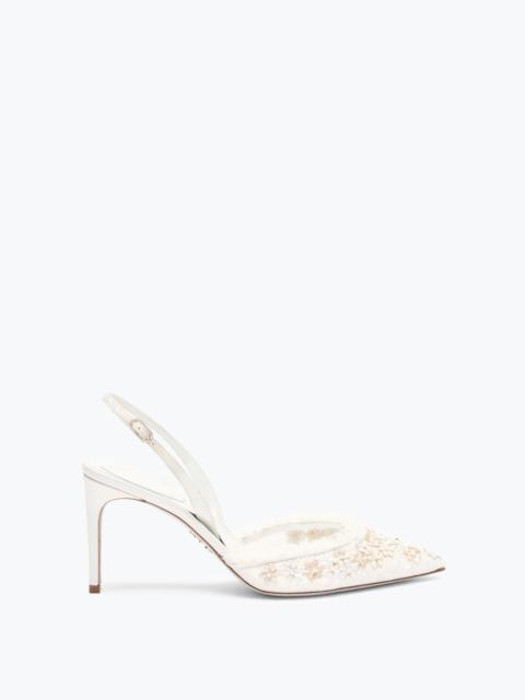 RENE CAOVILLA BLOOM WHITE SLINGBACK 80