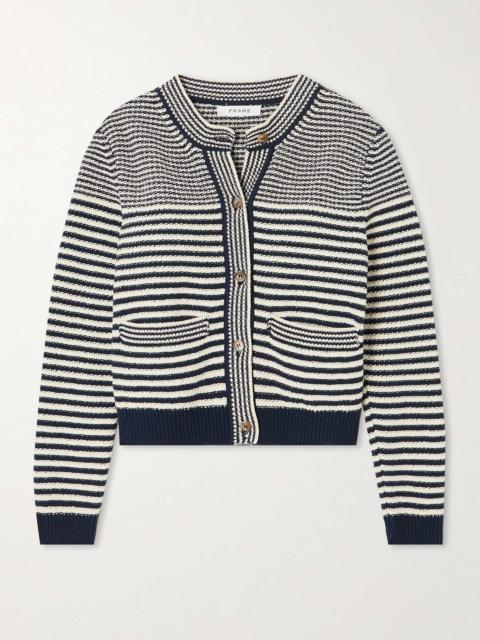 Cropped striped cotton-blend cardigan