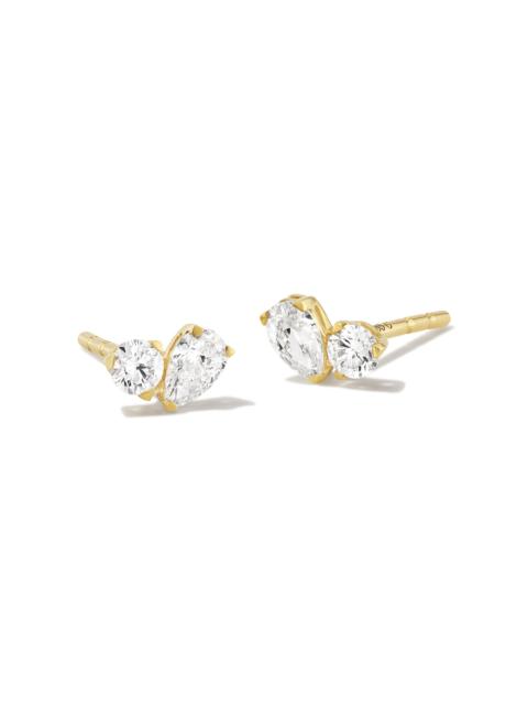 KENDRA SCOTT 0.32 ct Lab Grown White Diamond Toi et Moi Stud Earrings in 14k Yellow Gold