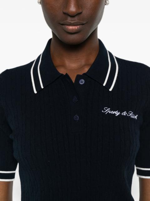 Sporty & Rich Sporty & Rich Cable-knit Logo-embroidered Polo Shirt