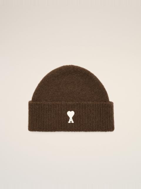 AMI Paris BROWN ALPACA BEANIE WITH AMI DE COEUR