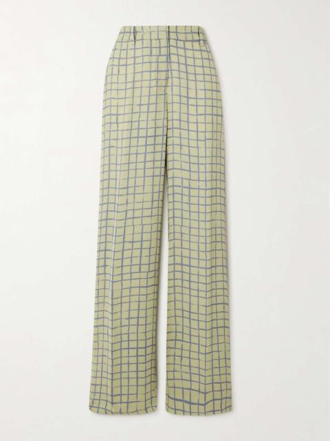 Checked crepe straight-leg pants