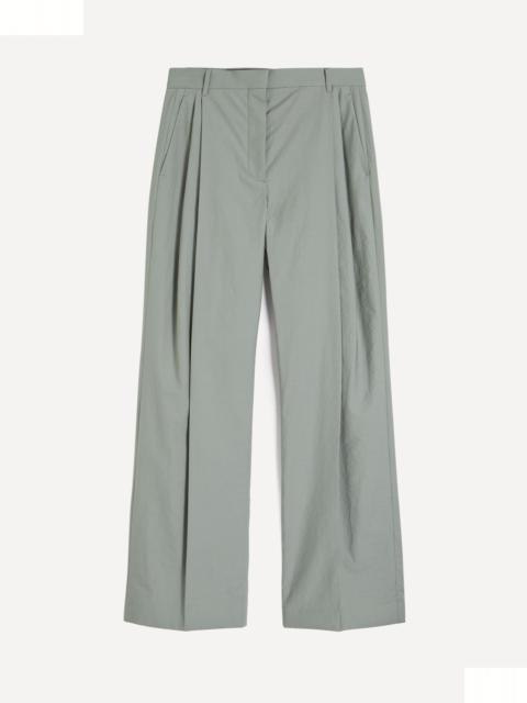 Stella McCartney Steel Pleated Straight-Leg Trousers