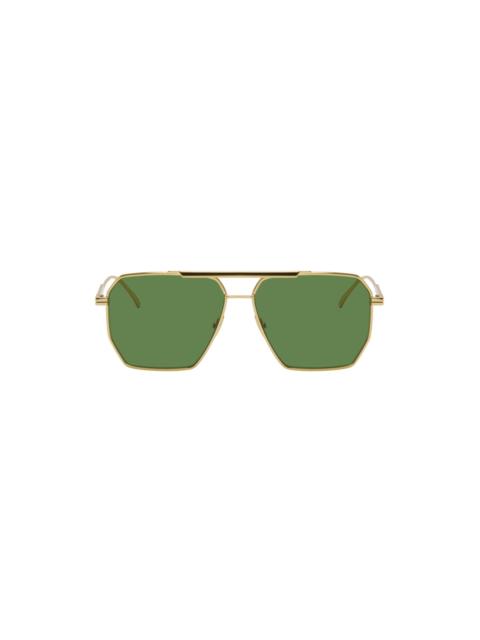 Bottega Veneta Gold Navigator Metal Sunglasses