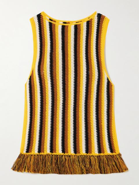 ESCVDO Misti Fringed Striped Crocheted Cotton Tank