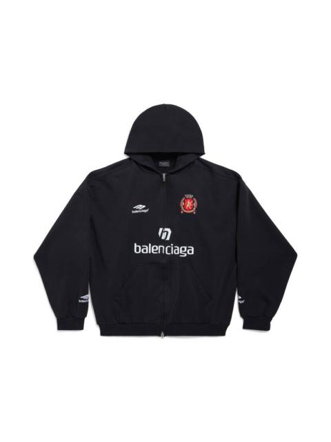 BALENCIAGA Paris Soccer Zip-up Hoodie Medium Fit in Black/white
