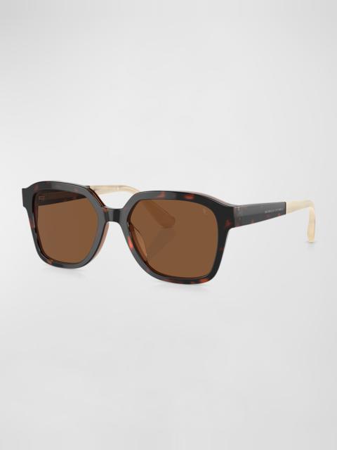 Brunello Cucinelli Sleek Acetate & Metal Crystal Square Sunglasses