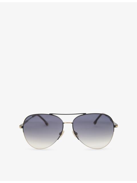 Victoria Beckham Pilot Tinted Metal Sunglasses