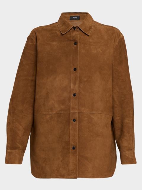 Theory Long-Sleeve Suede Menswear Shirt