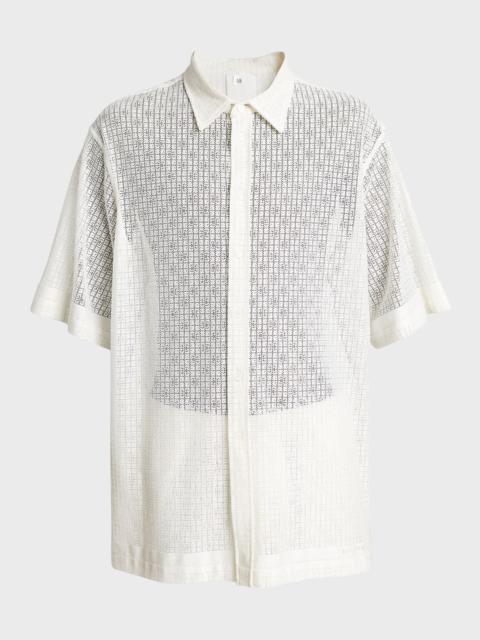 Givenchy Men's Monogram Lace Button-Down Shirt