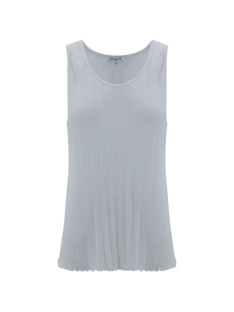 scoop-neck pleated tank top