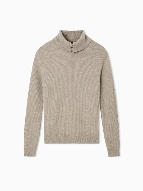 TURTLENECK JUMPER IN VIRGIN WOOL WITH A HALF FISHERMAN’S-RIB KNIT