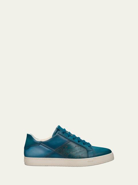 Berluti Men's Playtime Scritto Leather Low-Top Sneakers