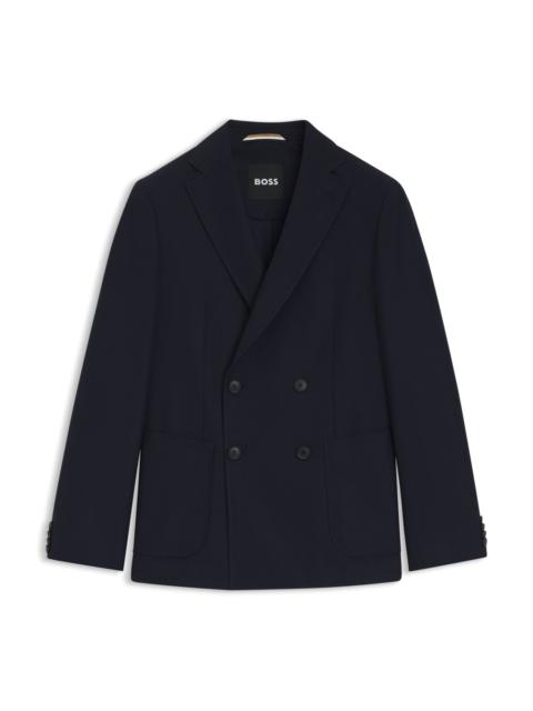 BOSS DOUBLE-BREASTED BLAZER IN COTTON AND WOOL SEERSUCKER