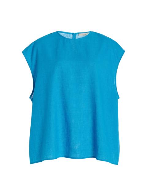 ASCENO Dasha Linen Top blue