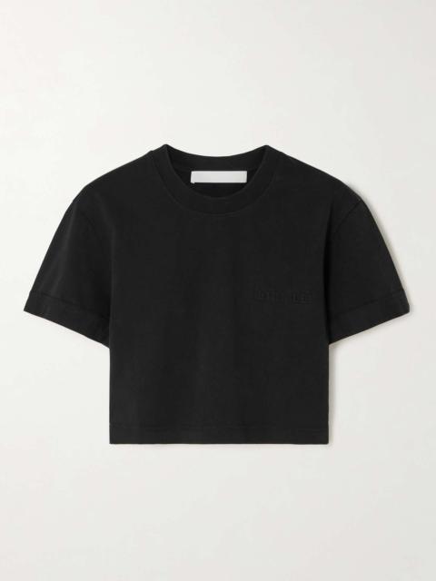 Dion Lee Logo-embossed cropped cotton-jersey T-shirt