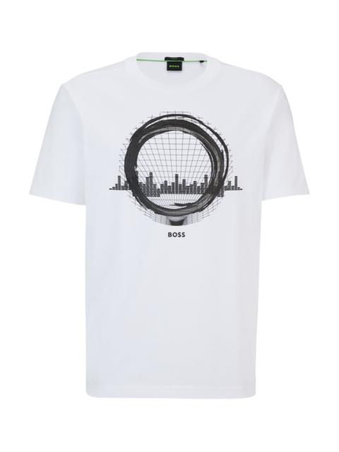 BOSS STRETCH-COTTON REGULAR-FIT T-SHIRT WITH SEASONAL ARTWORK