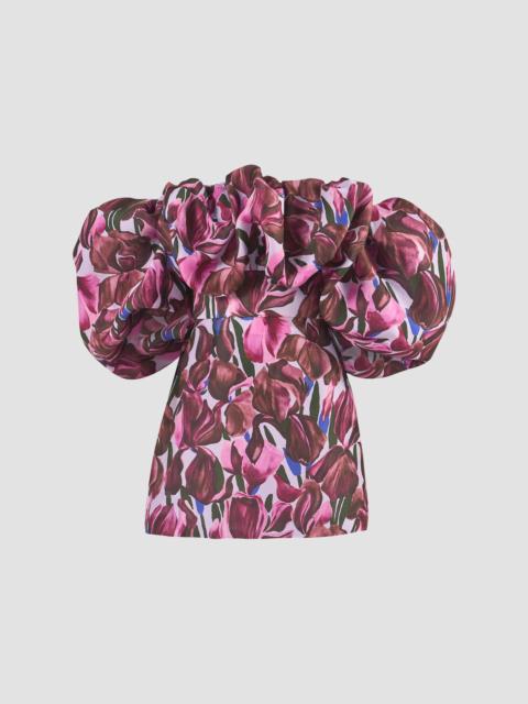 CAROLINA HERRERA Women's Floral Silk Ruffled Off-Shoulder Mini Dress - Rioja Multi