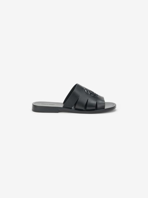 Roberto Cavalli Leather Sandal with with Embossed Logo Detail