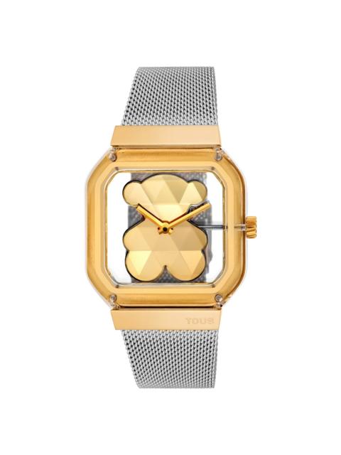 TOUS Analog watch with steel and gold-colored steel bracelet D-Bear Party