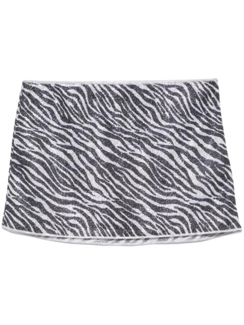 Oséree zebra-print lurex mini skirt