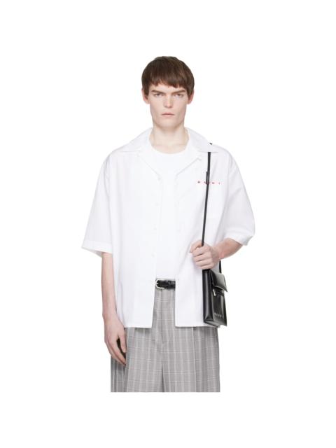 Marni White Peeping Marni Logo Bowling Shirt