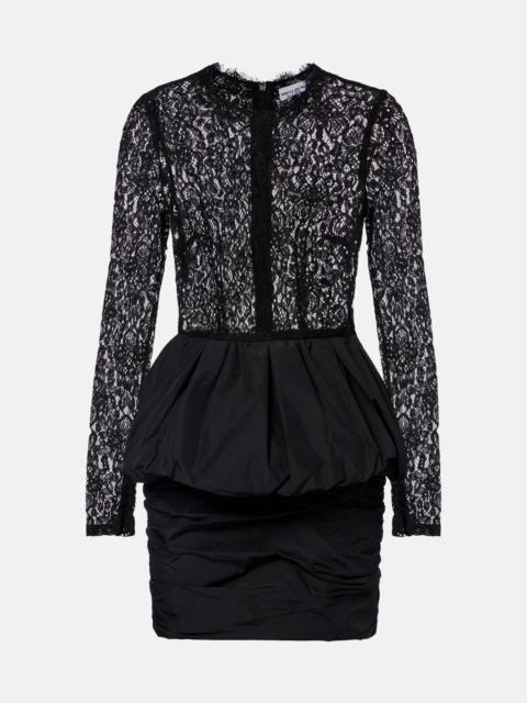 REBECCA VALLANCE Dixie peplum lace and taffeta minidress