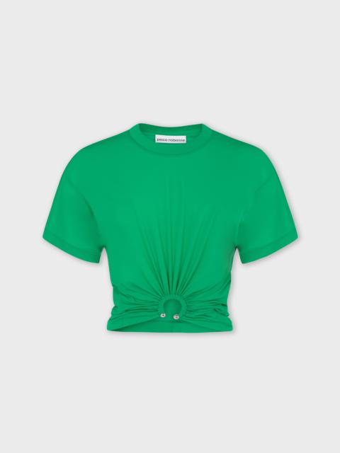 Paco Rabanne EMERALD CROP TOP IN JERSEY WITH PIERCING RING