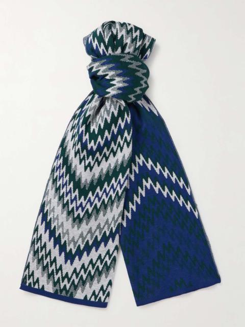 Jacquard-Knit Cotton Scarf
