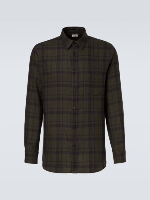 SAINT LAURENT Cassandre checked cotton flannel shirt