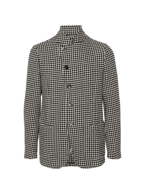 checkerboard-knit shirt jacket