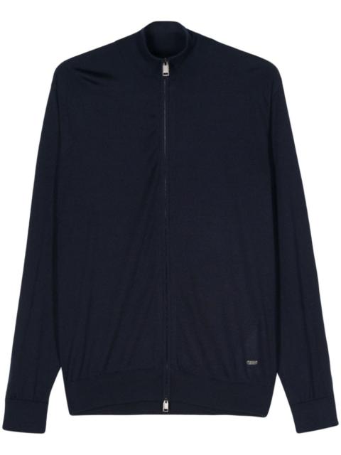 Brioni logo-plaque zipped jumper