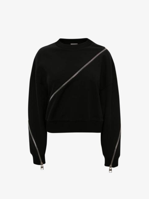 Alexander McQueen Spiral Zip Sweatshirt in Black