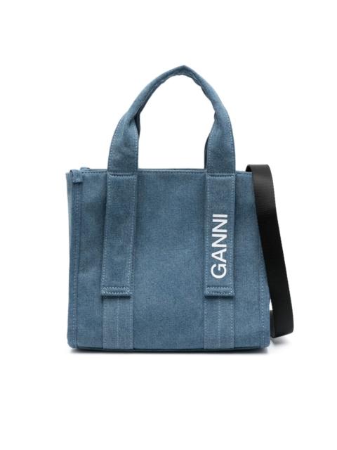 GANNI Tech denim tote bag