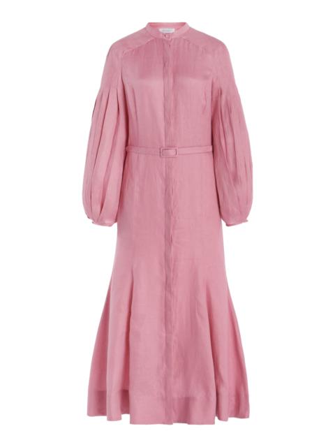 Lydia Dress with Slip in Rose Quartz Linen