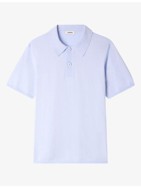 Sandro Slightly-Shiny Stretch-Woven Polo-Shirt