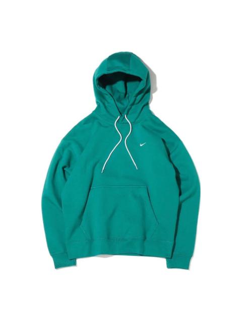 Men's Nike Logo Embroidered Solid Color Fleece Lined Casual Pullover Green DA0316-340