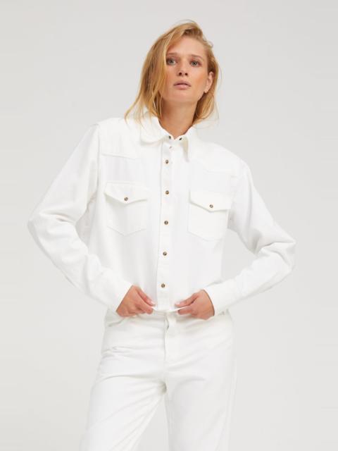 SPRWMN SOPHIA DENIM CROPPED WESTERN BUTTON DOWN