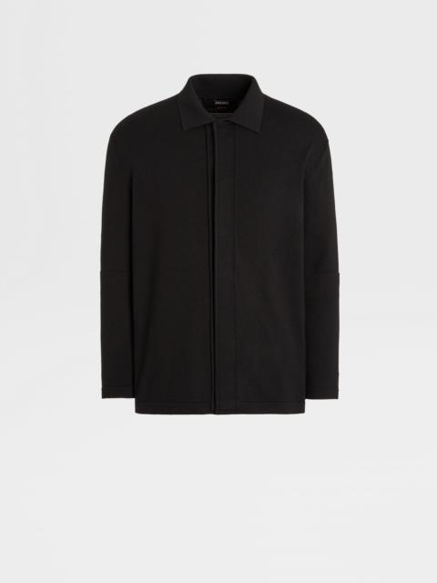 ZEGNA BLACK WOOL POLO SHIRT