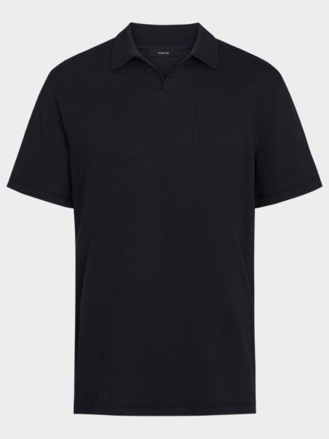 Men's Textured Johnny Collar Polo Shirt