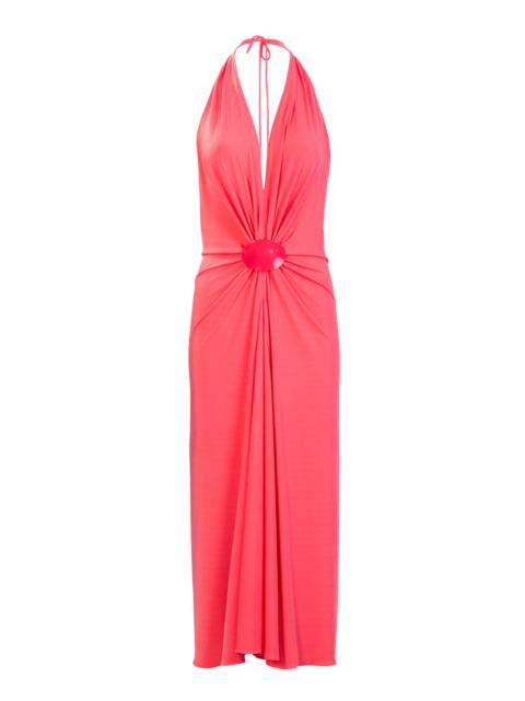 SILVIA TCHERASSI Veracruz Gathered Jersey Halter Midi Dress pink