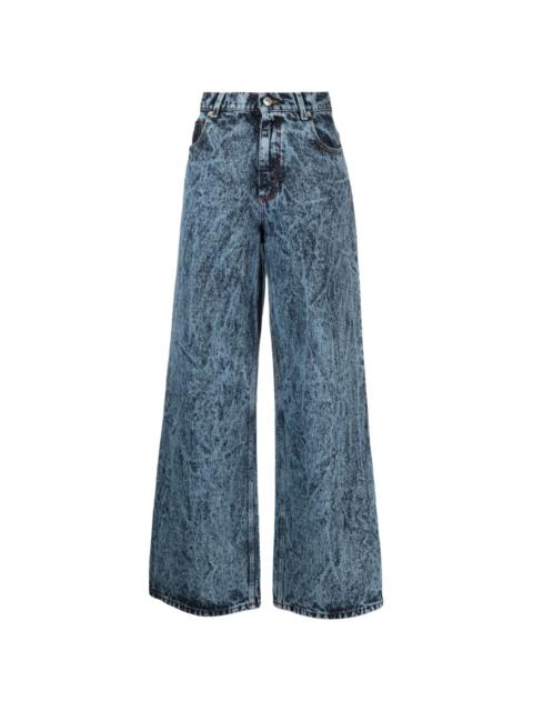 marbled wide-leg jeans