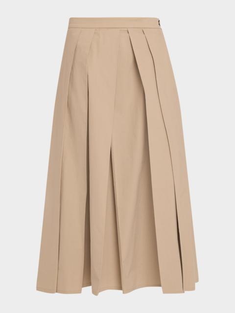 EMPORIO ARMANI Eagle Club Poplin Pleated Midi Skirt