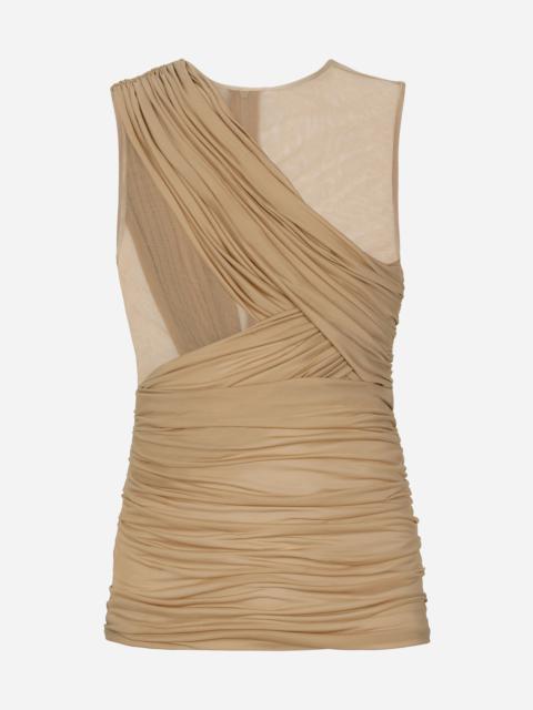 Dolce & Gabbana Stretch tulle T-shirt with draping