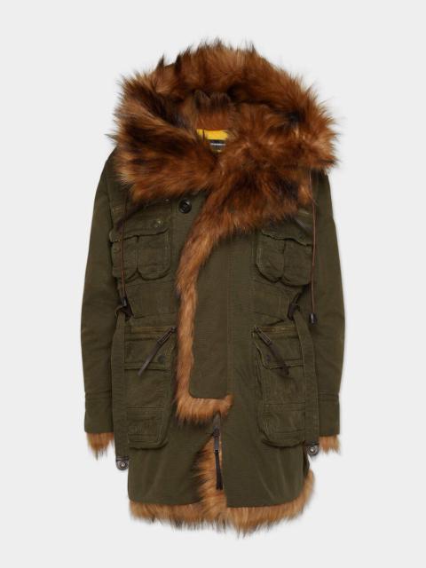 DSQUARED2 DYED COTTON CANVAS EASY BACKPACK PARKA