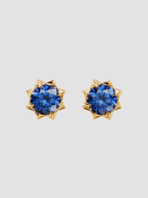 DAVID YURMAN Women's Petite Pave Stud Earrings in 18K Yellow Gold - Light Blue Sapphire