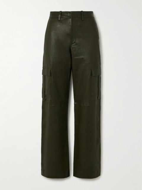 SPRWMN Leather Wide-leg Cargo Pants