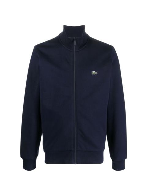 logo-patch zip-up cardigan